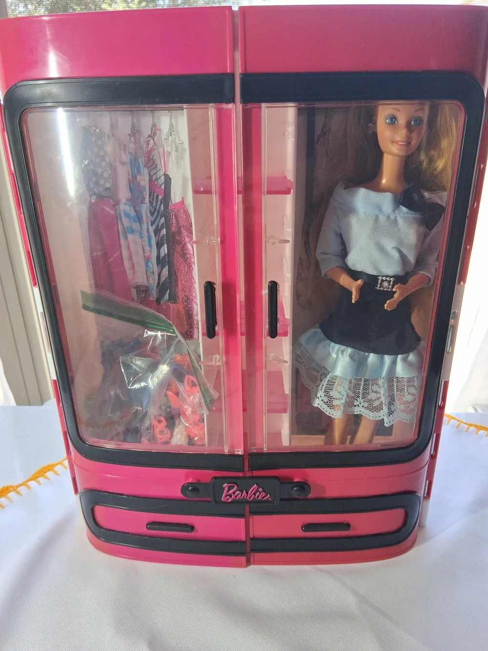 Mattel Pink Portable Doll Wardrobe Travel Case with Accessories